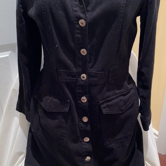 NWOT sexy black button up jean jacket/dress - Picture 3 of 7